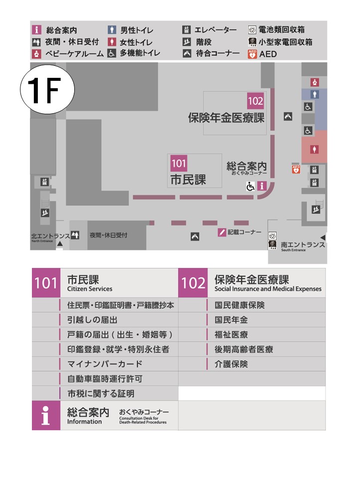 1階市民課フロア案内図