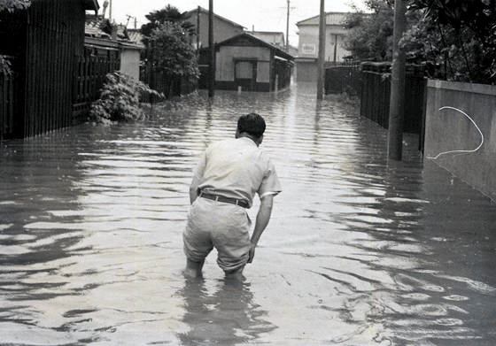 浸水する深江地区1