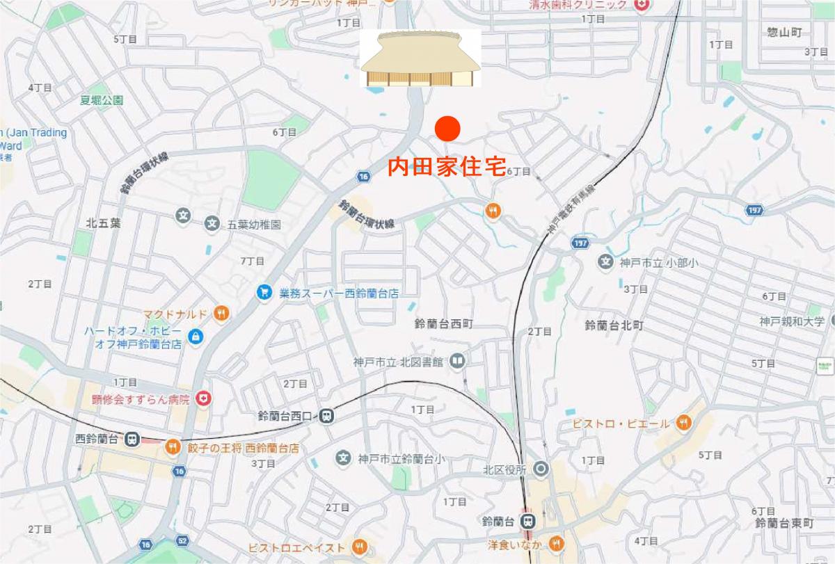 内田家住宅の位置図