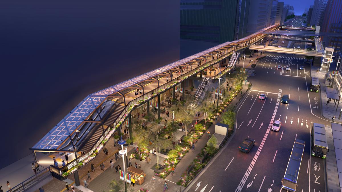 JR三ノ宮新駅ビル南デッキ(夜景)