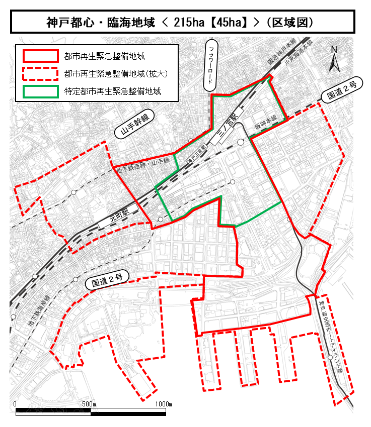 神戸都心・臨海地域区域図