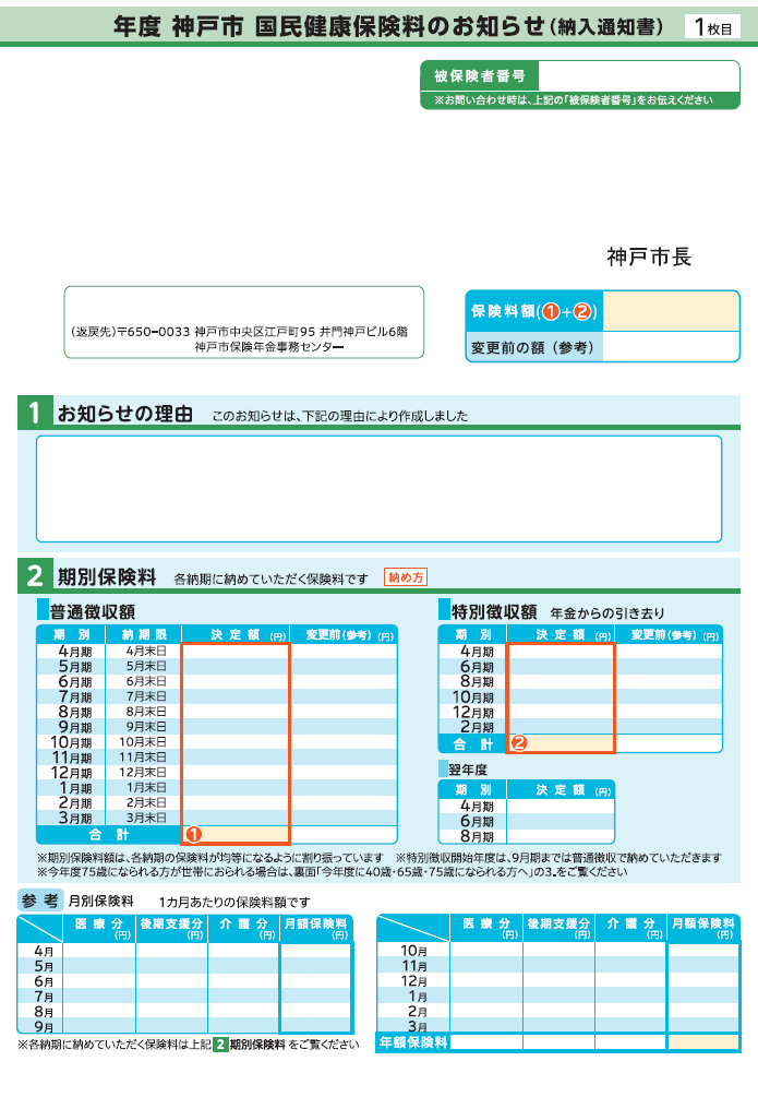 保険料のお知らせ2納入通知書