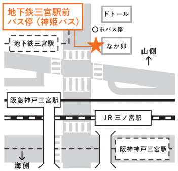 位置図（地下鉄三宮駅前バス停）